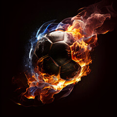 Hot football concept. Soccer ball on fire. fun and popular sports