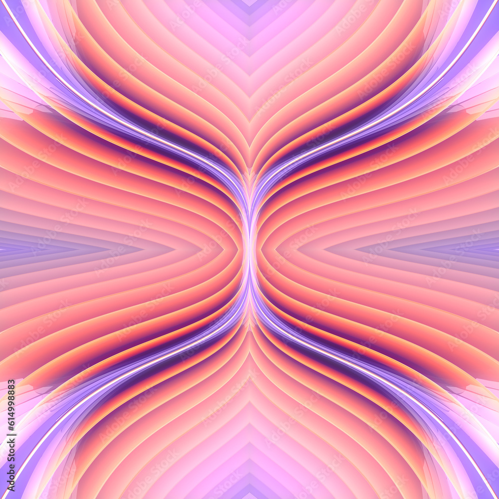 Poster Creativity gradient waves. Rounded lines of neon color. Modern 3d rendering pattern. Digital illustration