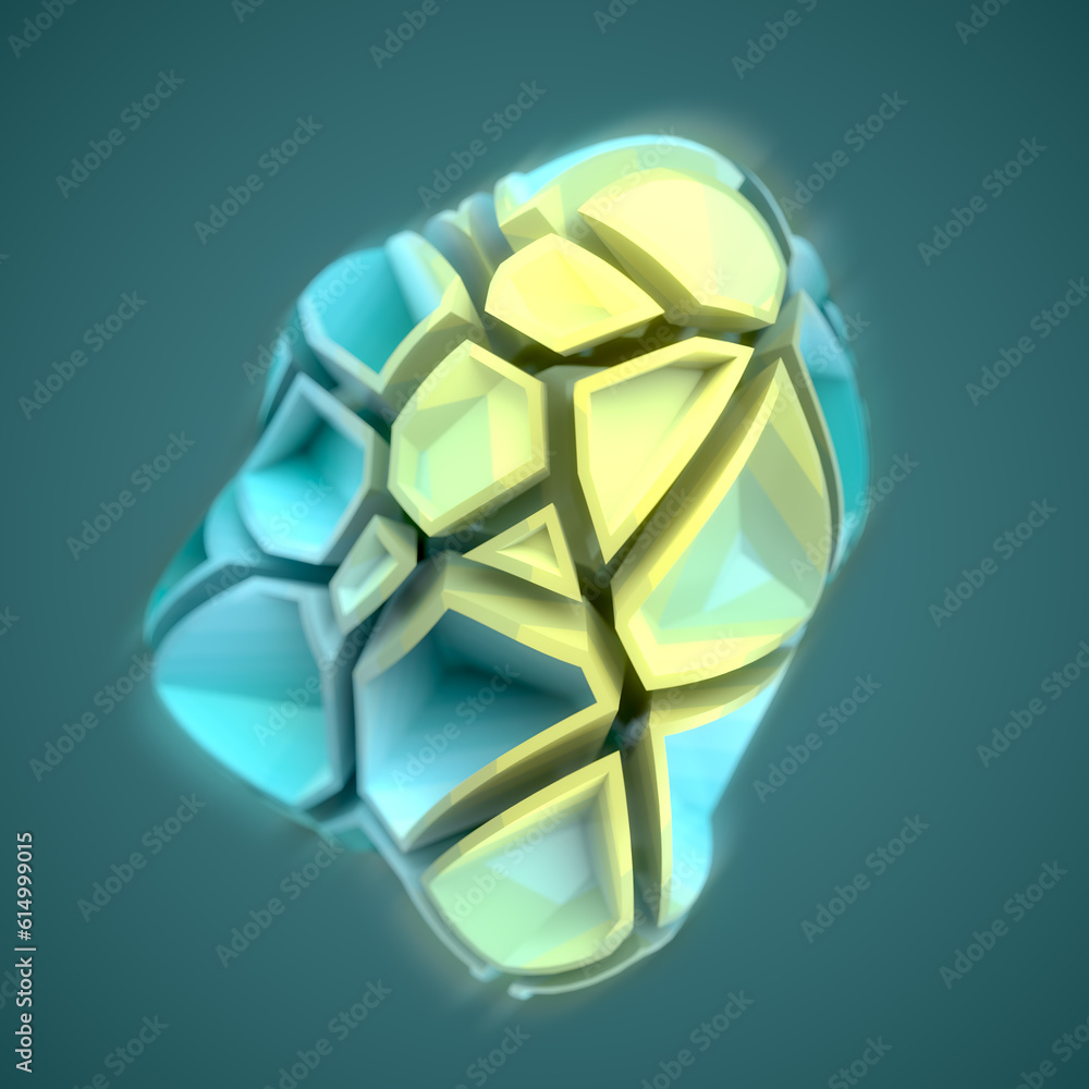 Aufkleber Abstract crystal structure with fancy crack pattern. Geometric background. 3d rendering digital illustration