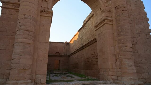 Ancient Monument at Hatra Ruins in Iraq, Old Archway at Outdoor Archaeology Site