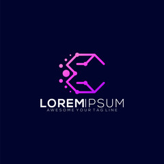 Letter C modern gradient technology logo design