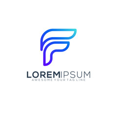 Letter F modern gradient technology logo design