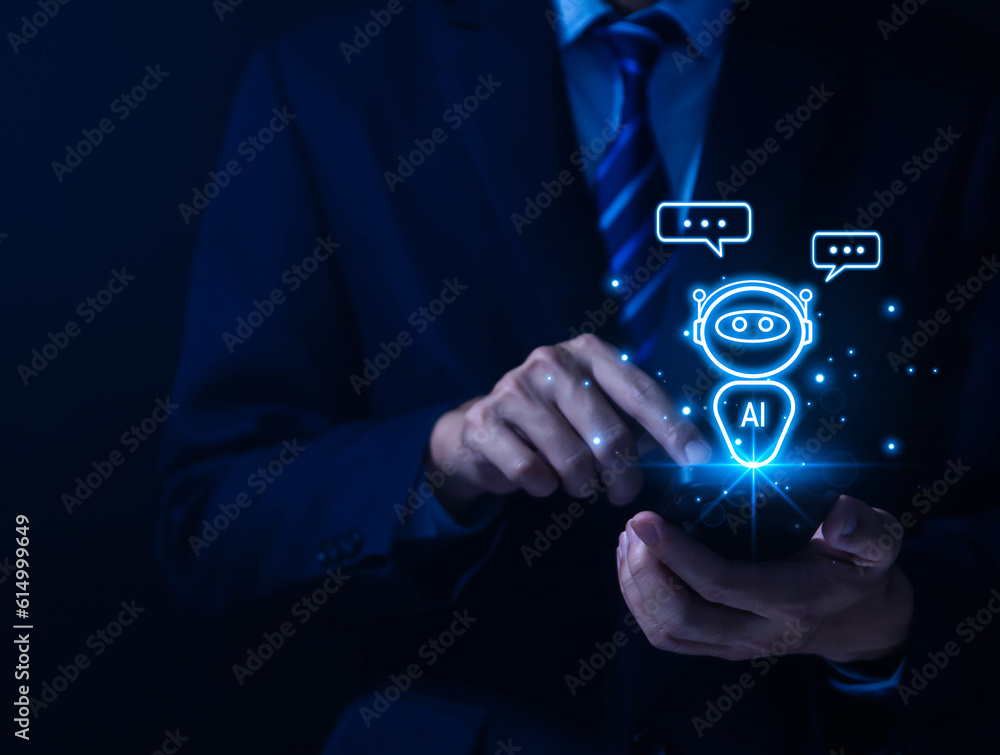 Aufkleber robot intelligent digital chatbot chat assistant robot customer ai artificial intelligence technolog