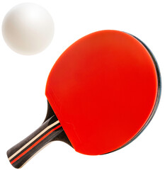 Table Tennis racket and table tennis ball on white background, Ping Pong racket and ping pong ball...