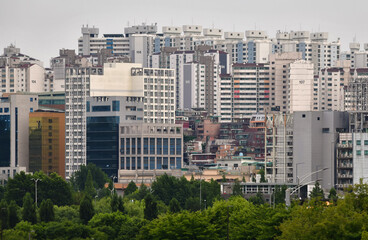 Fototapeta na wymiar Apartments and Buildings along the Han River in Seoul