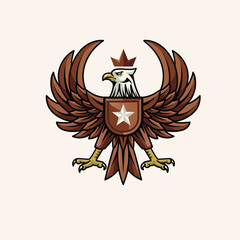 eagle with open wings with star on chest and crown vector