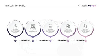 Infographic process design with icons and 5 options or steps.