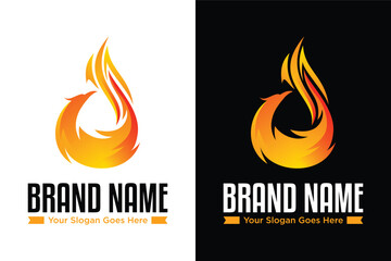 modern Phoenix fire Bird illustration logo design