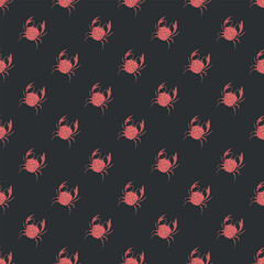 Fototapeta premium Seamless pattern with crabs. Doodle vector with crab icons. Drawn crab pattern