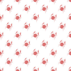 Seamless pattern with crabs. Doodle vector with crab icons. Drawn crab pattern