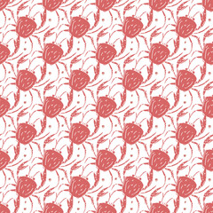 Seamless pattern with crabs. Doodle vector with crab icons. Drawn crab pattern
