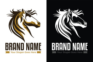 simple modern Horse head illustration logo design