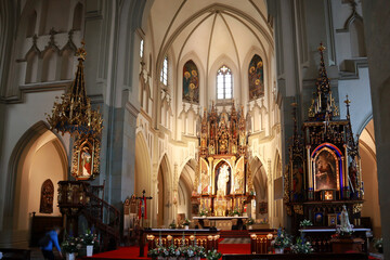 Fototapeta na wymiar Interior of Church of St. Joseph in Krakow, Poland