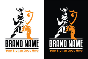 simple modern viking warrior with shield 