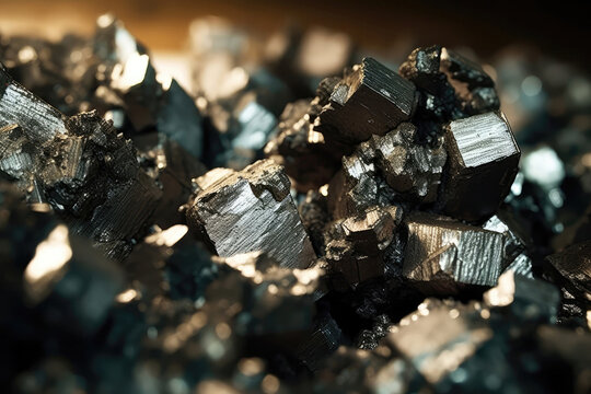 Closeup Of Nickel Ore Specimens Showcasing Their Metallic Appearance. Generative AI