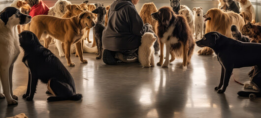 Shelter Animals Receiving Training And Socialization From Dedicated Volunteers. Generative AI