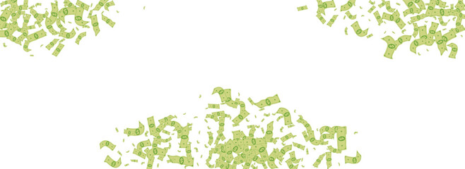 Swirl Dollar Vector White Panoramic Background.