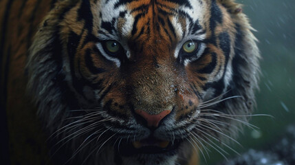 generative ai close up of a wild tiger face and eyes 