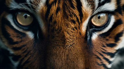 generative ai close up of a wild tiger face and eyes 