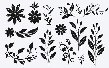 Plant silhouette, black and white design, vector illustration, SVG, great for t-shirt, mug, birthday card, wall sticker, sticker, iron-on, scrapbooking,