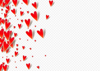 Red Hearts Vector White Backgound. Paper Confetti