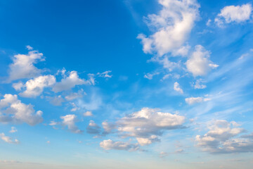 Beautiful blue cloudy sky. Sky texture. Abstract nature background