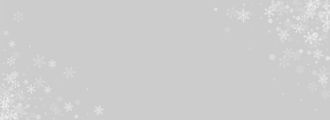 Gray Snowfall Vector Panoramic Grey Background.