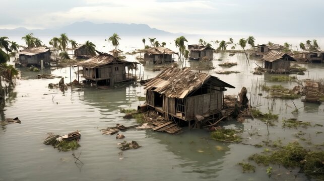 Displaced Communities: People forced to migrate due to the impact of rising sea levels and natural disasters | generative ai