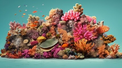 Fototapeta na wymiar Endangered Paradise: An image of a vibrant coral reef fading away, symbolizing the impact of ocean acidification | generative ai