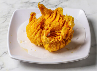 deep fried prawn dumplings served dish isolated on background top view of chinese and thai food