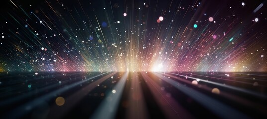 Obraz premium Explosion lights glitter burst bokeh background. Generative AI technology. 