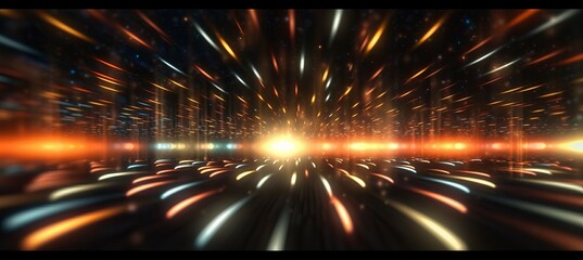 Lights burst sparkle bokeh background. Generative AI technology.	