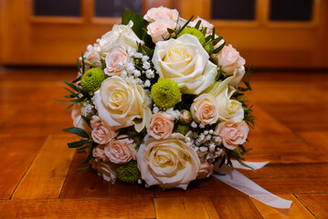 beautiful light bouquet of wedding flowers
