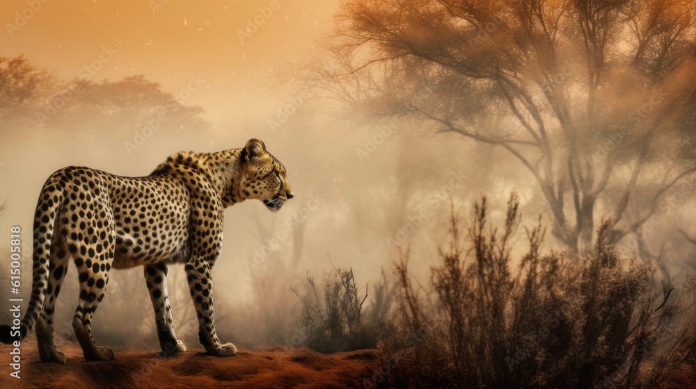 Wall mural vanishing wildlife: a majestic animal fading into the background, highlighting the threat of habitat