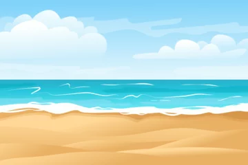 Fototapeten beautiful sea shore beach on a nice sunny day flat vector illustration © Таня Зенченко