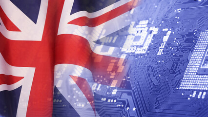 High tech. Made in Great Britain. 3d illustration