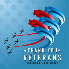 Ceremonial or honorific flight by a group of aircraft with colourful contrails, honouring all the veterans