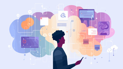 Large-scale language model AI concept vector illustration.