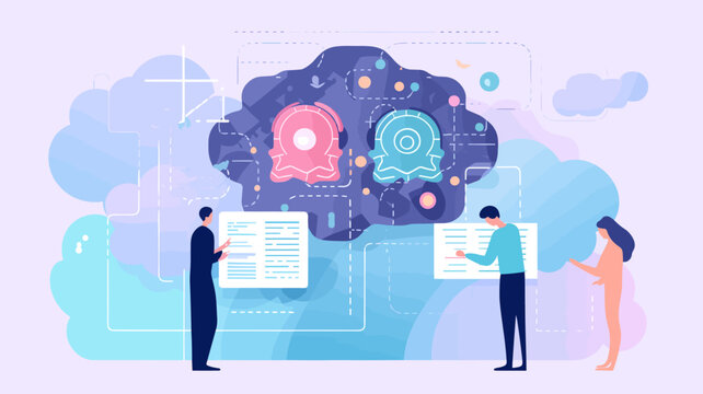 Large-scale language model AI concept vector illustration.