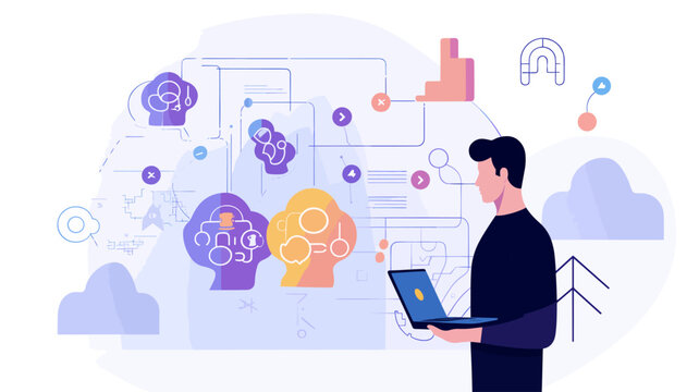 Large-scale language model AI concept vector illustration.