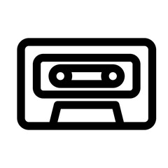 音楽、カセットテープ、テープを表すラインスタイルのアイコン