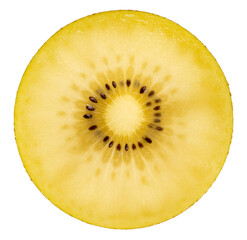 Golden Kiwi fruit with leaf on white background, Fresh Kiwi fruit isolate on White Background PNG File./