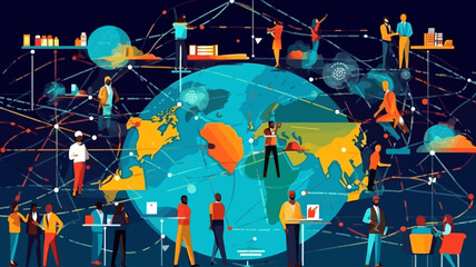 Global communication network concept. Environmental technology. Sustainable development goals. SDGs. Vector illustration.