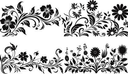 Plant silhouette, black and white design, vector illustration, SVG, great for t-shirt, mug, birthday card, wall sticker, sticker, iron-on, scrapbooking,