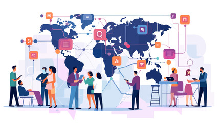 Global communication network concept. Environmental technology. Sustainable development goals. SDGs. Vector illustration.