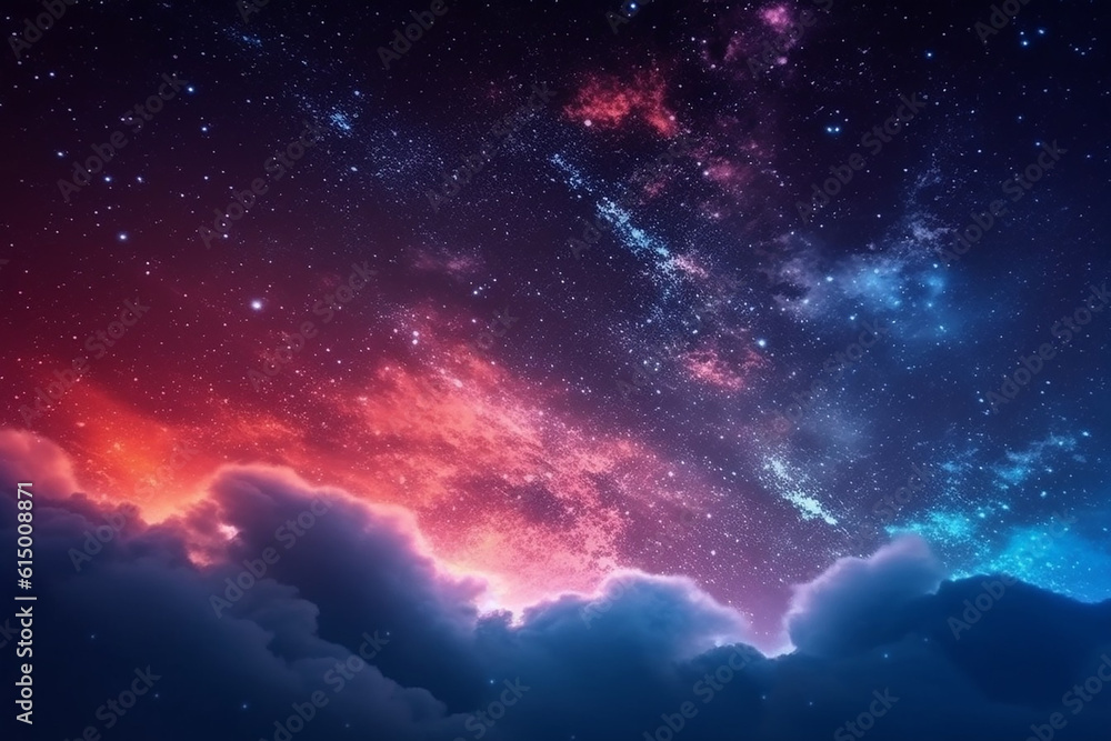 Wall mural ai generative surreal and colorful sky background with a night universe atmosphere