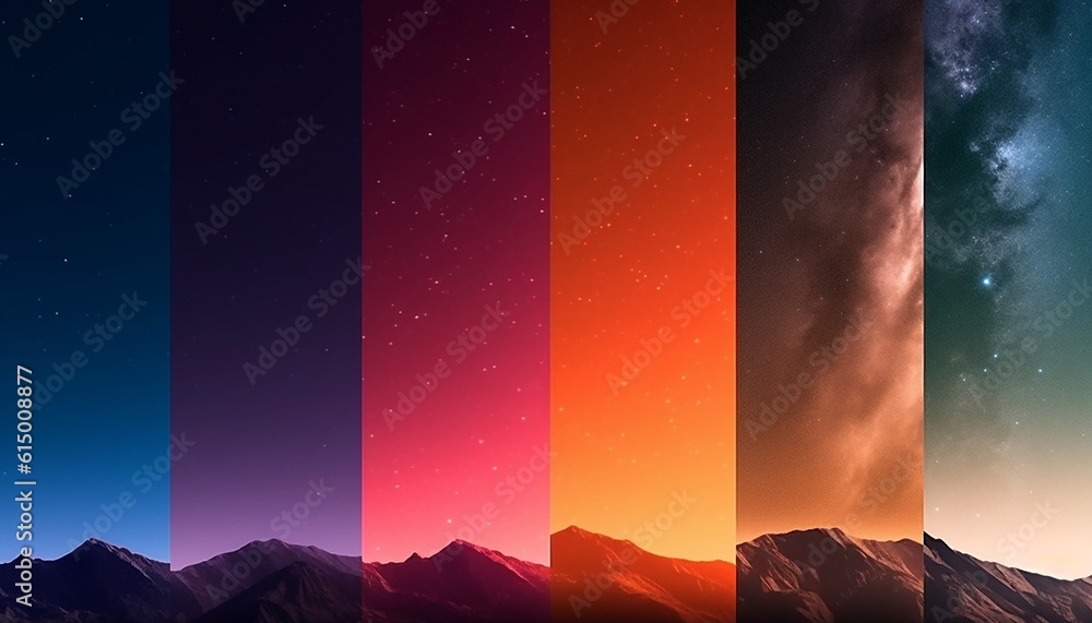 Wall mural ai generative surreal and colorful sky background with a night universe atmosphere