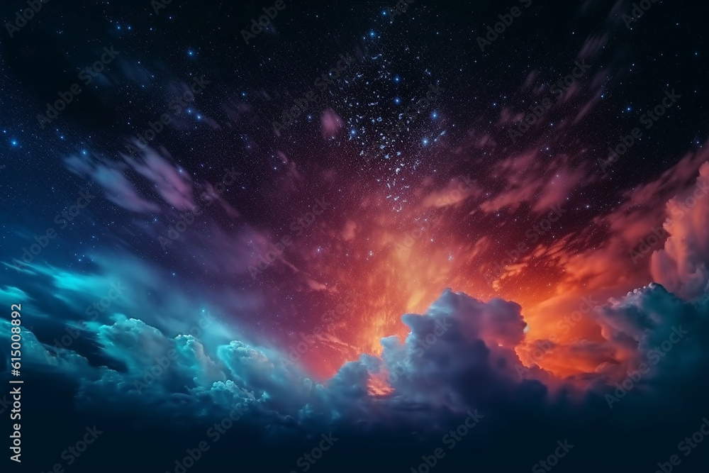 Sticker ai generative surreal and colorful sky background with a night universe atmosphere
