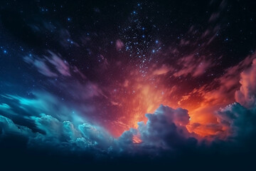 Fototapeta na wymiar ai generative surreal and colorful sky background with a night universe atmosphere 