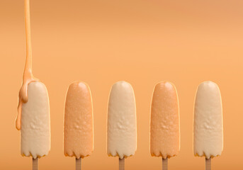 Ice cream - 3d render illustration. Chocolate, vanilla milk sweetness for children. Juicy sweet fresh taste of summer.
